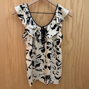 Yumi Kim Stylish Cream and Black Ruffle Top